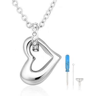 Imagem de Jaciya Colar de urna de coração para cinzas para cinzas de um ente querido colar memorial