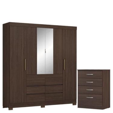 Imagem de Guarda Roupa Casal Cádis Com Cômoda Astral Café Touch - Demóbile