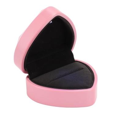 Imagem de Zhjvihx Caixa de Anel Em Forma de Coração LED, Luxo Luxo Pequeno Caixa de Anel Resistência a Arranhões Innovadores Requintados para o Dia Dos Namorados para Engajamento para o Casamento (Rosa)