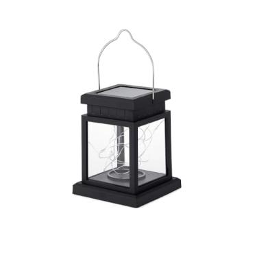 Imagem de Genérico Lanterna Solar LED Decorativa, Lampião Suspenso com Vidro, Preto, Iluminação para Jardim e Exterior, Alimentação Solar