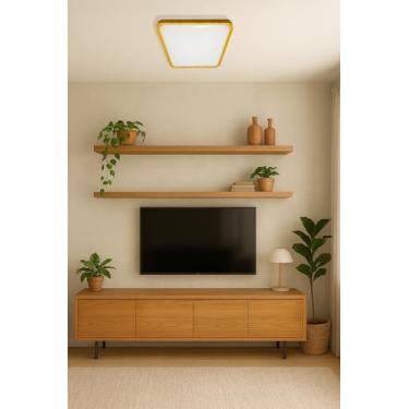 Imagem de Plafon LED Moderno 40cm (36W) e 50cm (48W) | 3 Cores (3000K-6000K) | Redondo ou Quadrado (40cm Quadrado Madeira)