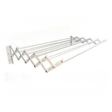 Imagem de Varal Sanfonado Reforçado 120 Cm 10 Varetas Alumínio Roupa De Cama Branco - Alumínio Forte para Roupas de Cama, Cobertores e Peças Grandes, Capacidade Extra(BRANCO)