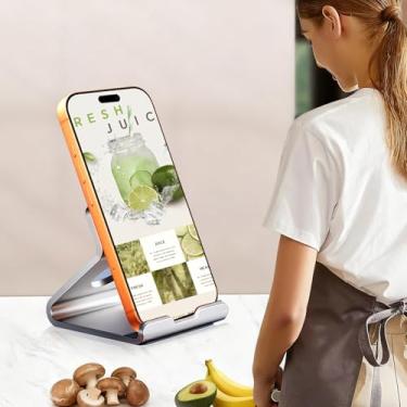 Imagem de Suporte de celular para mesa, suporte de telefone base de alumínio, acessórios de mesa de escritório compatíveis com interruptor, iPad 9.7, todos os smartphones, para iPhone 17 16 15 14 13 Pro Max