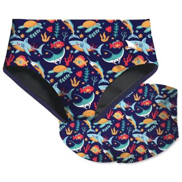 Imagem de SUNGA INFANTIL FUNDO DO MAR COM FORRO E PROTEÇÃO UV 50+ KAUNA-Masculino