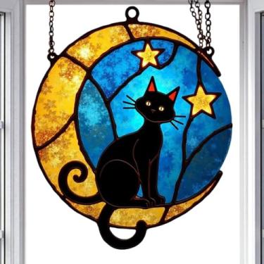 Imagem de Enfeites de apanhador de sol para gatos | Pingentes de acrílico para apanhador de sol e lua | Ornamentos decorativos de janela para estúdio, quarto, , café