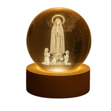 Imagem de Luminária de Mesa Devocional Nossa Senhora de Fátima 6cm – Luz Sagrada com LED, Símbolo de Fé, Esperança e Proteção para Oratórios e Decoração Religiosa Premium