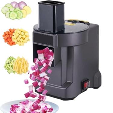 Imagem de Máquina de cortar legumes elétrica 3 em 1, trituradora, picador e cortador em tiras. Nova e melhorada máquina picadora de alimentos automática comercial multifuncional com porta dupla A