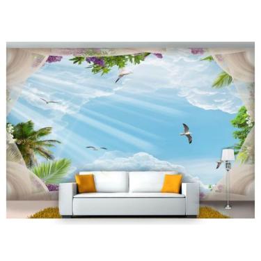 Imagem de Papel De Parede Paisagem Digital Céu Pássaros  Dah19 - Você Decora