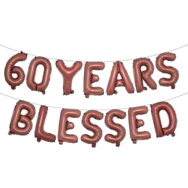 Imagem de 60 Years Blessed Banner de balão multicolorido com glitter, decorações de festa de aniversário de 60 anos/casamentos, cenários de sinalização (60 Years Blessed Chocolate)