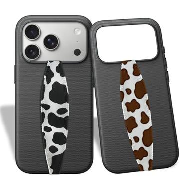 Imagem de Switchbands Alça universal para celular | Pacote com 2 | Alça de mão reversível para capas de telefone como suporte de alça de telefone | Manuseio seguro por alça de telefone confortável - vaca marrom e preta