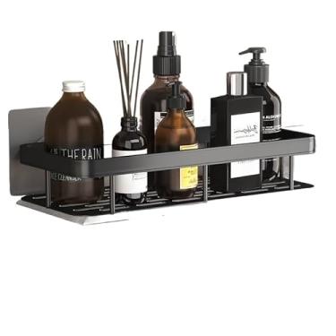 Imagem de Prateleira Para Banheiro Sem Furo Organizador De Shampoo Em Aluminio Premium Suporte Para Banheiro Multiuso(KIT 1-Retângulo preto)