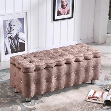 Imagem de Banqueta de armazenamento retangular com tampa articulada, banco de sofá para sala de estar, banco de quarto, cama, banco para sala de estar, banco para troca de sapatos/E/40 x 40 x 80 cm