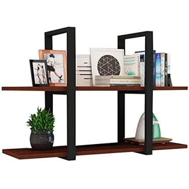 Imagem de Prateleira de parede de ferro para bar prateleira de sala de estar prateleira de livros prateleira de flores suporte de decoração de ripa restaurante rack de vinho pendurado, 120 x 80 x 28 cm