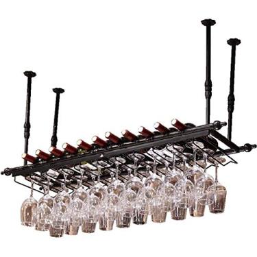 Imagem de Suporte de vinho rack de vinho estilo americano suporte de copo de vinho tinto moldura de copo de vinho tinto de cabeça para baixo suporte de copo de vinho rack de vinho (cor: tamanho B: 80 * 30 cm)