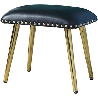 Imagem de SENNIAN Espreguiçadeira retangular estofada de couro PU, assento moderno para sala de estar, quarto, sofá, cadeira, trocador de sapatos, com pernas douradas lisas de aço inoxidável