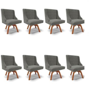 Imagem de Kit 8 Cadeiras Estofadas Giratória Para Sala De Jantar Lia Suede Grafite - Ibiza