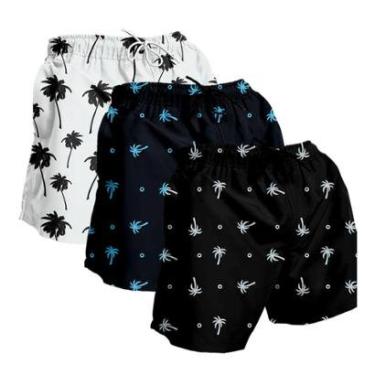 Imagem de Kit 3 Short Moda Praia Masculino Bermuda Tactel Estampado-Masculino