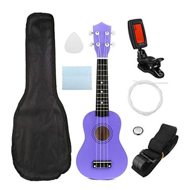 Imagem de Ukulele infantil Ukulele 53 cm 12 trastes econômico soprano ukulele ukalele 4 cordas kits de instrumentos musicais de guitarra havaiana + afinador + corda + alça + bolsa acessórios para ukelele