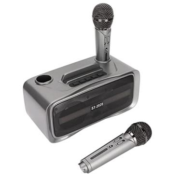 Imagem de KIMISS ST-2028 de Alto-falantes Portátil de karaokê Com e 2 Telefones Sem Fio - Ideal para Casamentos, Festas e Palestras - Design Elegante Em Prata e Preto