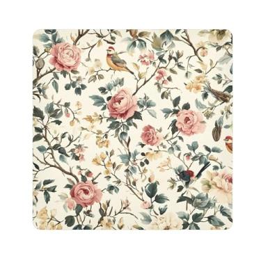 Imagem de SEHANY Saco de maquiagem de pano autoadesivo colorido flores primavera pássaro mágico protetor portátil para lente de câmera envoltório cosmético, bolsa de maquiagem aberta para mulheres, itens