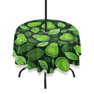 Imagem de ATTX Toalha de mesa redonda pequena com fatias de abacate ao ar livre – 152 cm, impermeável, à prova de derramamento, uso interno/externo, com orifício para guarda-chuva com zíper para acampamento