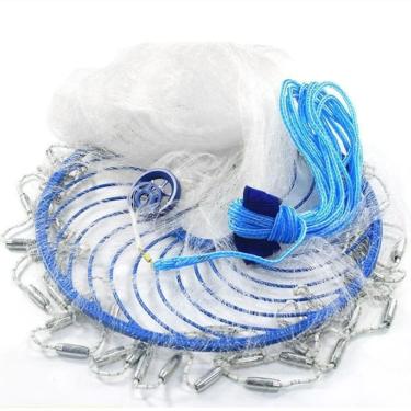 Imagem de Tarrafa Rede Pesca Chinesa Disco Pescaria 6 Metros Peixe Tainha Lambari Malha Multifilamento Robalo