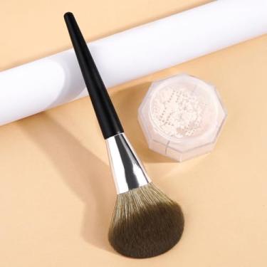 Imagem de Pincéis de maquiagem, perfeitos para base e iluminador, não irrita a pele e lavável (preto prata)