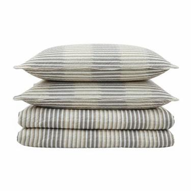 Imagem de Kit Cobre Leito Colcha Magnus King 3 Peças Dupla Face Estampado Geométrico - Elegance - 100% Poliéster