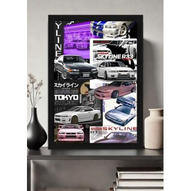 Imagem de Quadro Nissan R33 com Vidro e Moldura Preta Tam:A4 - Spark Loja
