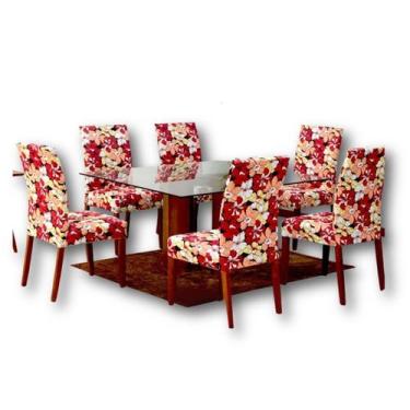 Imagem de Kit 6 Capas Para Cadeiras De Jantar Floral Decorativas - Decoralle