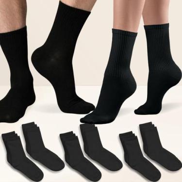 Imagem de Kit 9 Pares Meia Cano Medio Unissex Fitness Academia Preta Cor:PretoTa