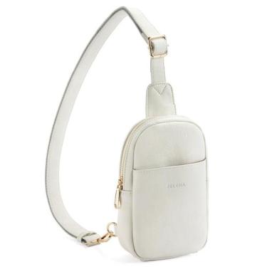 Imagem de Bolso Bandolera Telena Pequeño de Cuero Blanco para Mujer