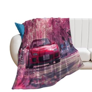 Imagem de HouLaiZhe Cobertor super macio flanela clássico carro JDM Rx7 flor de cerejeira cobertores refrescantes leves para sofá-cama cadeira sofá carro viagem ao ar livre leve quente 101,6 cm x 127 cm