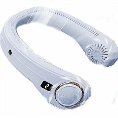 Imagem de Ventilador de pescoço 4000 mah, ventiladores de pescoço para mulheres penduradas, ventiladores pessoais para o seu pescoço recarregável, ventilador de pescoço sem lâmina recarregável silencioso, ventilador portátil sem lâmina branco