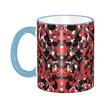 Imagem de Ourdovi Caneca de café expresso de cerâmica camuflada, caneca de cerâmica revestida DIY, para café, sopa, chá, leite, latte, cacau quente, colorido divertido 340 g.