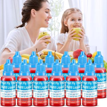 Imagem de Recargas de armadilha para moscas de frutas apenas líquido, pacote com 12 armadilhas para moscas de frutas para ambientes internos, refil de líquido para mosquitos, moscas de frutas e armadilhas de