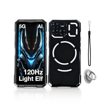 Imagem de KONXISA Capa para DOOGEE Blade GT AI 5G, capa de telefone com fivelas e cordões, capa protetora de material TPU premium, capa protetora resistente a arranhões e anti-impressão digital, preta