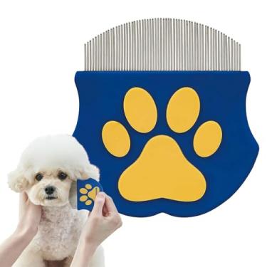 Imagem de Pente profissional de pulgas e ferramenta de limpeza de olhos para cães e gatos - Pente de cuidados com dentes finos de aço inoxidável com alça antiderrapante - Remove piolhos, palmadas, manchas de