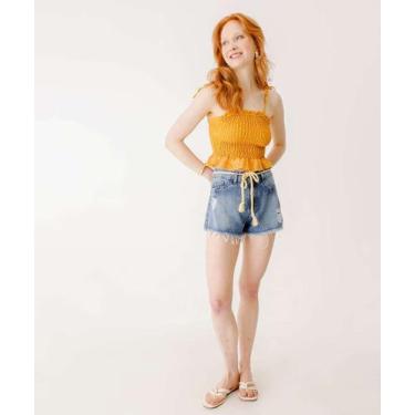 Imagem de Short Feminino Puídos Bolsos-04035 - AKIYOSHI, 46, Jeans