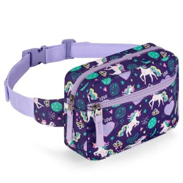 Imagem de Choco Mocha Pochete infantil para meninas - de 6 a 12 anos - bolsa de cinto, Unicórnio planeta roxo, Normal