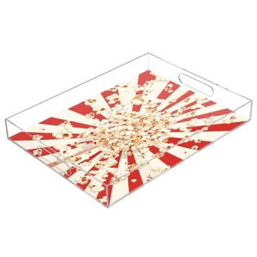 Imagem de STAYTOP Bandeja vintage de acrílico para servir pipoca, 15,7 x 11,20 cm, bandejas decorativas à prova de derramamento, organizador de bancada para café da manhã, chá, comida, maquiagem