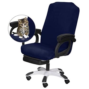 Imagem de SARAFLORA Capa para cadeira de escritório - grande, azul marinho - capa de cadeira de computador removível para cadeira de escritório com zíper para cadeira giratória universal, capa de cadeira de