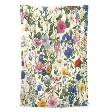 Imagem de STAYTOP Tapeçaria vintage lindas flores silvestres tapeçarias para decoração de casa decoração de dormitório sala de estar quarto tapete de parede (80 × 60 pol)