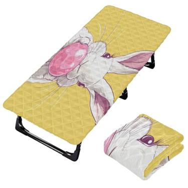 Imagem de Burbuja Lençol de berço de chiclete rosa coelho para crianças, lençol de cochilo acolchoado portátil com faixa elástica para meninas e meninos, lavável na máquina, 63,5 x 127 cm