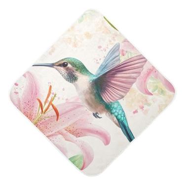 Imagem de Burbuja Toalha de banho de bebê com lírios rosa beija-flor - Toalha com capuz de musselina macia e absorvente para recém-nascido, 89 x 89 cm