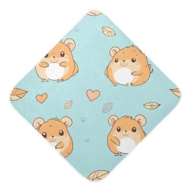 Imagem de STAYTOP Toalhas de bebê com capuz de musselina de hamster fofo de desenho animado, toalha de banho super macia, toalhas de banho absorventes para banho recém-nascido unissex 76 x 76 cm