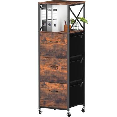 Imagem de Vestibk Armário de arquivo com 3 gavetas, armários de arquivo verticais para escritório em casa, gaveta com trilho ajustável para pendurar, pastas de arquivo tamanho A4/letra, prateleira aberta