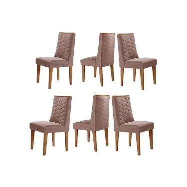 Imagem de Cadeira Sala De Jantar Dafne Kit 6 Un Naturale-linho Capuccino - Rufato