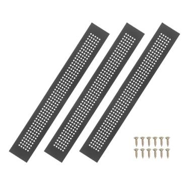 Imagem de PATIKIL Capa de ventilação de porta de 45 x 5 cm, 3 peças de cobertura de ventilação de grade de alumínio furo de diamante com parafusos de montagem para porta de teto de armário de guarda-roupa