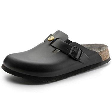 Imagem de Birkenstock Boston, Tamancos de couro natural unissexo, Preto, 34 BR P